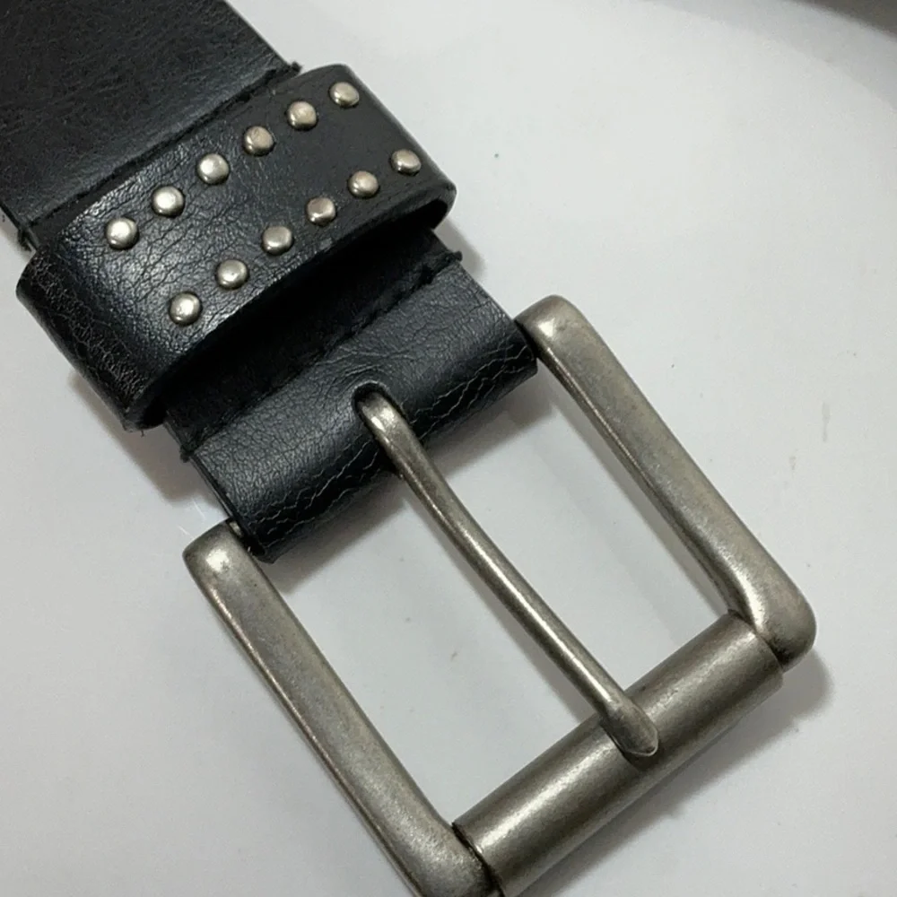 Studded Perforated Faux Leather Belt